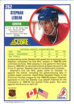 1990-91 Score American #262 Stephan Lebeau Back