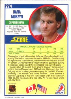 1990-91 Score American #274 Dana Murzyn Back