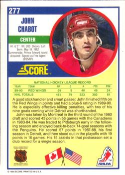 1990-91 Score American #277 John Chabot Back