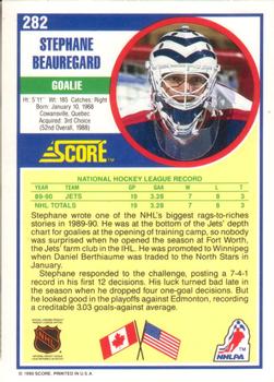 1990-91 Score American #282 Stephane Beauregard Back