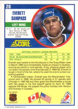 1990-91 Score American #28 Everett Sanipass Back
