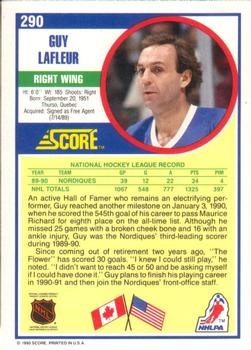 1990-91 Score American #290 Guy Lafleur Back