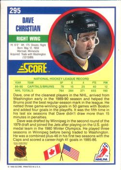 1990-91 Score American #295 Dave Christian Back