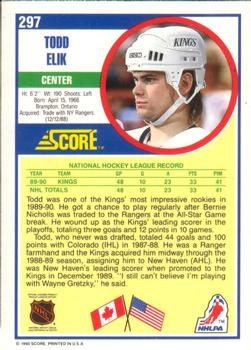 1990-91 Score American #297 Todd Elik Back