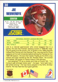 1990-91 Score American #30 Joe Nieuwendyk Back