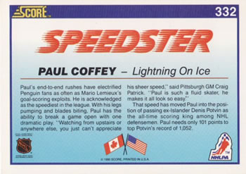 1990-91 Score American #332 Paul Coffey Back