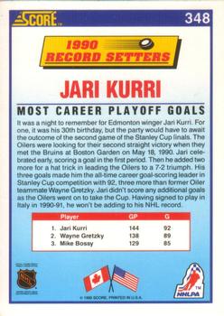 1990-91 Score American #348 Jari Kurri Back
