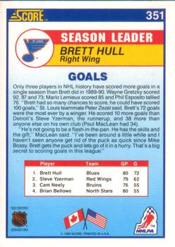 1990-91 Score American #351 Brett Hull Back