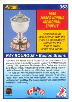 1990-91 Score American #363 Ray Bourque Back