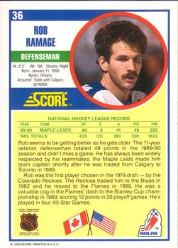 1990-91 Score American #36 Rob Ramage Back