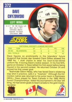 1990-91 Score American #372 Dave Chyzowski Back