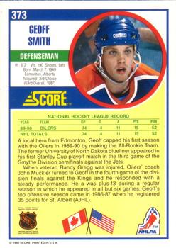 1990-91 Score American #373 Geoff Smith Back
