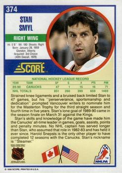1990-91 Score American #374 Stan Smyl Back