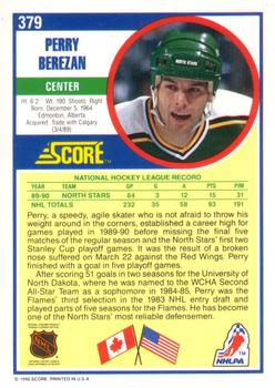 1990-91 Score American #379 Perry Berezan Back