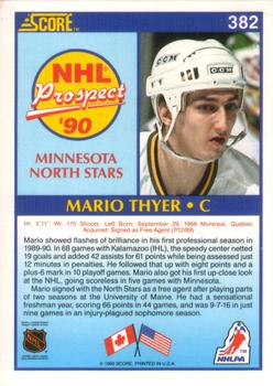 1990-91 Score American #382 Mario Thyer Back