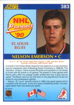 1990-91 Score American #383 Nelson Emerson Back