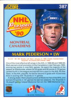1990-91 Score American #387 Mark Pederson Back
