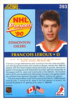 1990-91 Score American #393 Francois Leroux Back