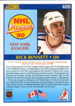 1990-91 Score American #400 Rick Bennett Back