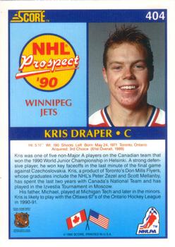 1990-91 Score American #404 Kris Draper Back