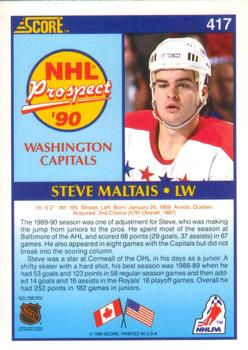 1990-91 Score American #417 Steve Maltais Back