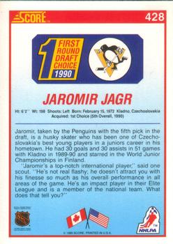 1990-91 Score American #428 Jaromir Jagr Back