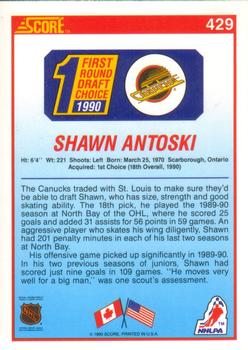 1990-91 Score American #429 Shawn Antoski Back