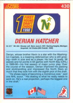 1990-91 Score American #430 Derian Hatcher Back