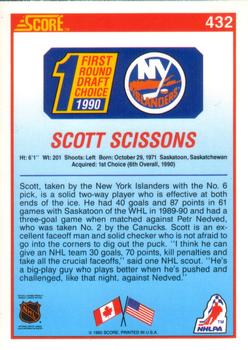1990-91 Score American #432 Scott Scissons Back