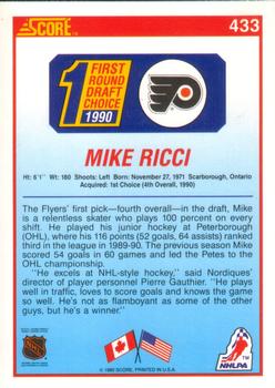 1990-91 Score American #433 Mike Ricci Back