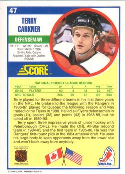 1990-91 Score American #47 Terry Carkner Back