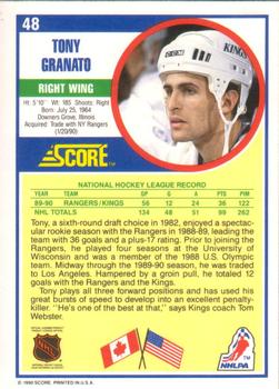 1990-91 Score American #48 Tony Granato Back