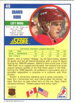 1990-91 Score American #49 Shawn Burr Back