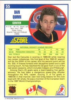 1990-91 Score American #55 Dan Quinn Back
