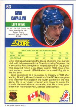 1990-91 Score American #63 Gino Cavallini Back