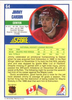 1990-91 Score American #64 Jimmy Carson Back