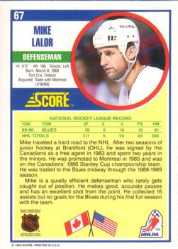 1990-91 Score American #67 Mike Lalor Back