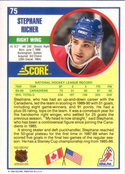 1990-91 Score American #75 Stephane Richer Back