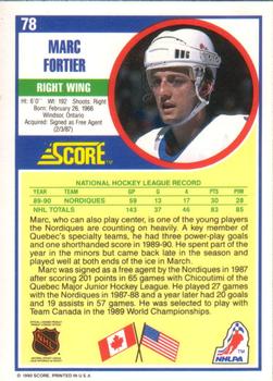 1990-91 Score American #78 Marc Fortier Back