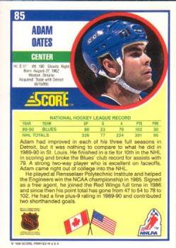 1990-91 Score American #85 Adam Oates Back