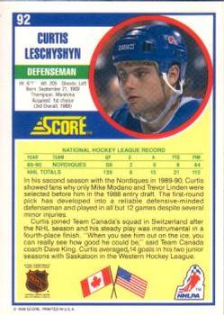1990-91 Score American #92 Curtis Leschyshyn Back