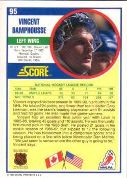 1990-91 Score American #95 Vincent Damphousse Back