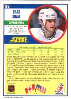 1990-91 Score American #99 Brad Shaw Back
