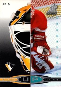 1997-98 Pinnacle Inside - Stand Up Guys #01-A / 01-B Mike Vernon / Tom Barrasso Front