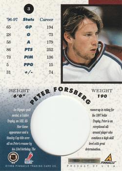 1997-98 Pinnacle Mint Collection #3 Peter Forsberg Back