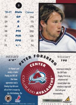 1997-98 Pinnacle Mint Collection - Gold Team #3 Peter Forsberg Back