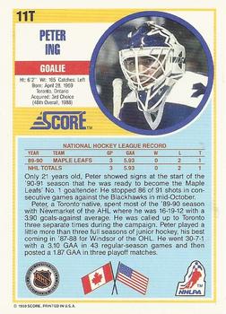 1990-91 Score Rookie and Traded #11T Peter Ing Back