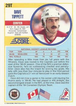 1990-91 Score Rookie and Traded #29T Dave Tippett Back