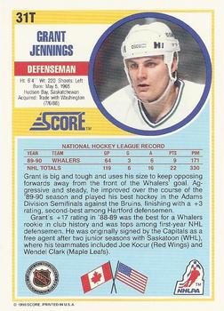 1990-91 Score Rookie and Traded #31T Grant Jennings Back
