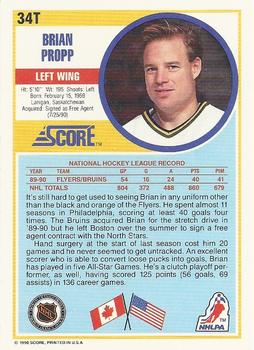 1990-91 Score Rookie and Traded #34T Brian Propp Back